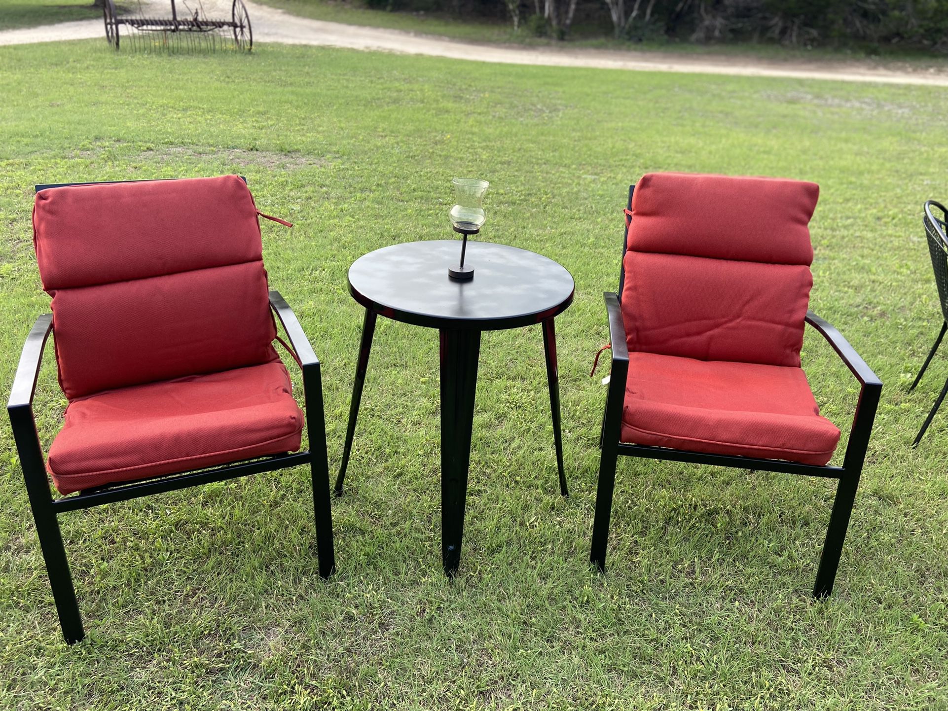 Metal Bistro Patio Set With Comfy Cushions!