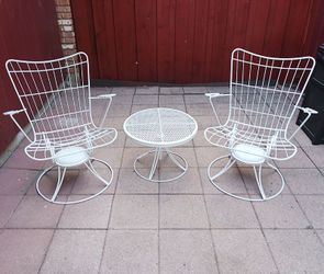 Homecrest 1960s Outdoor Bottemiller Swivel Rocker Chair Set