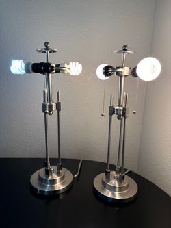 Pair Art Deco Style Architectural Table Lamps