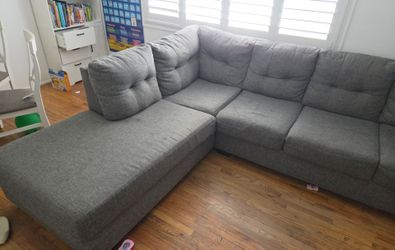 Gray Fabric Sectional Sofa with Chaise