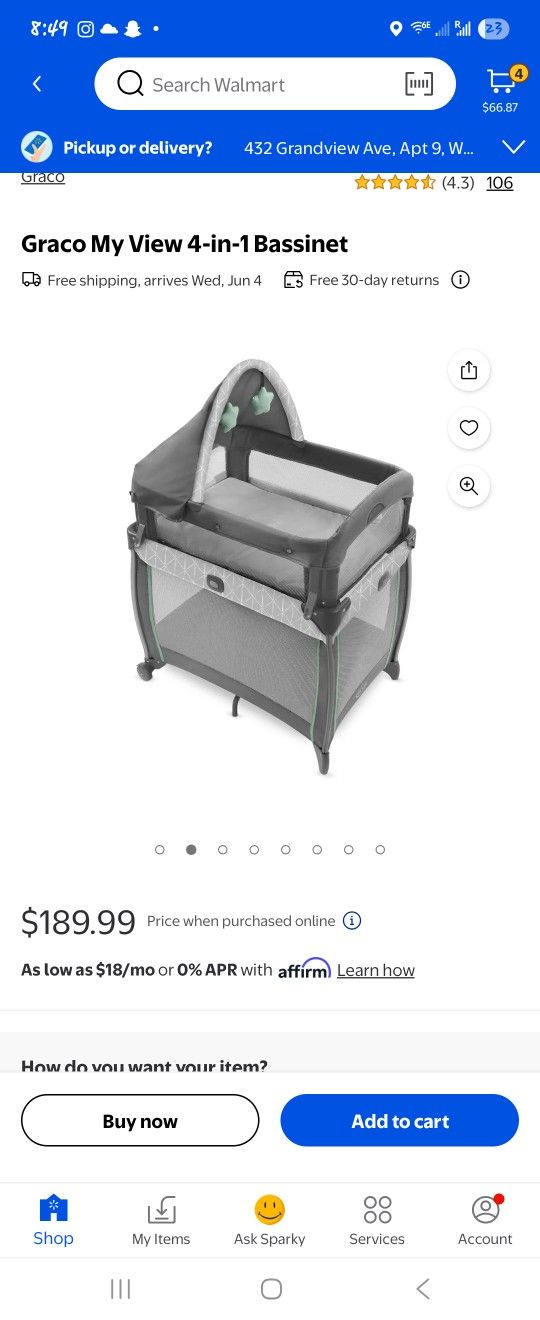Graco My View 4 In 1 Bassinet With Penn