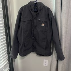 **Like New ** X-Large Carhartt Men's Relaxed Fit Washed Duck Sherpa-Lined Utility Jacket - Color Gravel