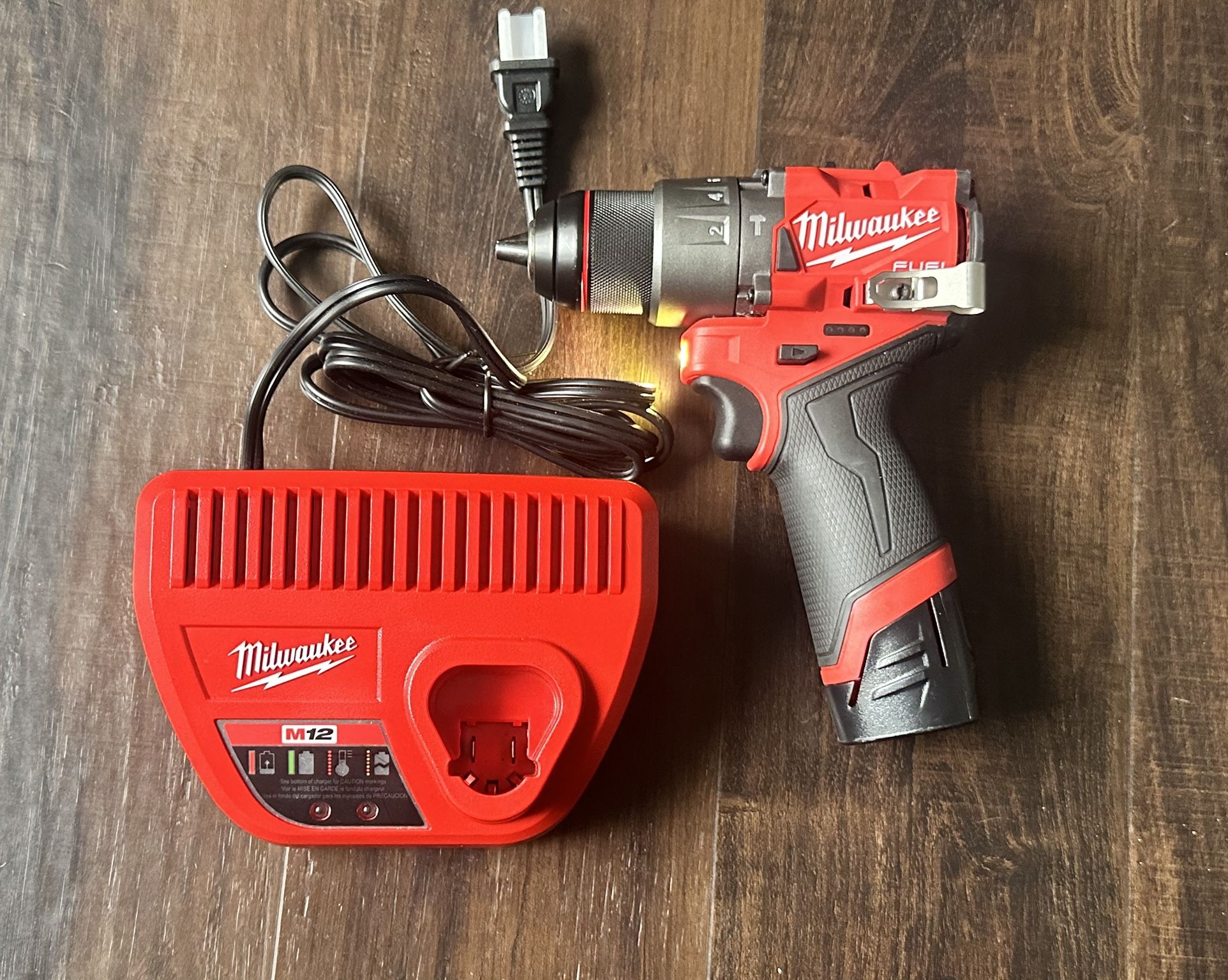 Milwaukee M12 FUEL 12V Lithium-Ion Brushless Cordless 1/2 in. Hammer Drill Kit with Battery and Charger. $135