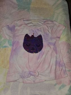 Girl's sequin cat top-size 6X