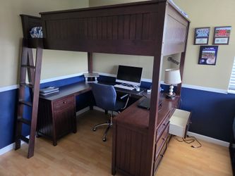 Solid Wood Loft Bed w/ Desk