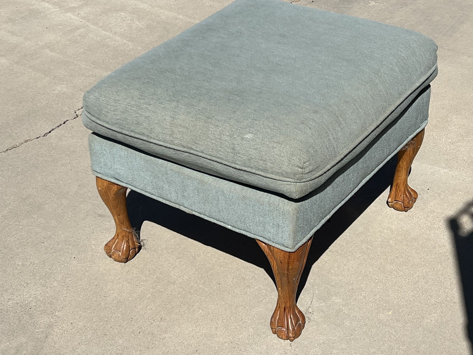 Teal Ottoman / Footrest - Cushioned Top, Solid Build