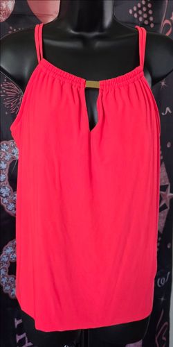 Coral Sleeveless Tank Top with Gold Hardware