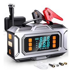 New in a box, Jump Starter with Air Compressor, 8000A Car Battery Jump Starter (9.0 Gas/8.0L Diesel), 180PSI Car Battery Jumper Starter Portable 12V J