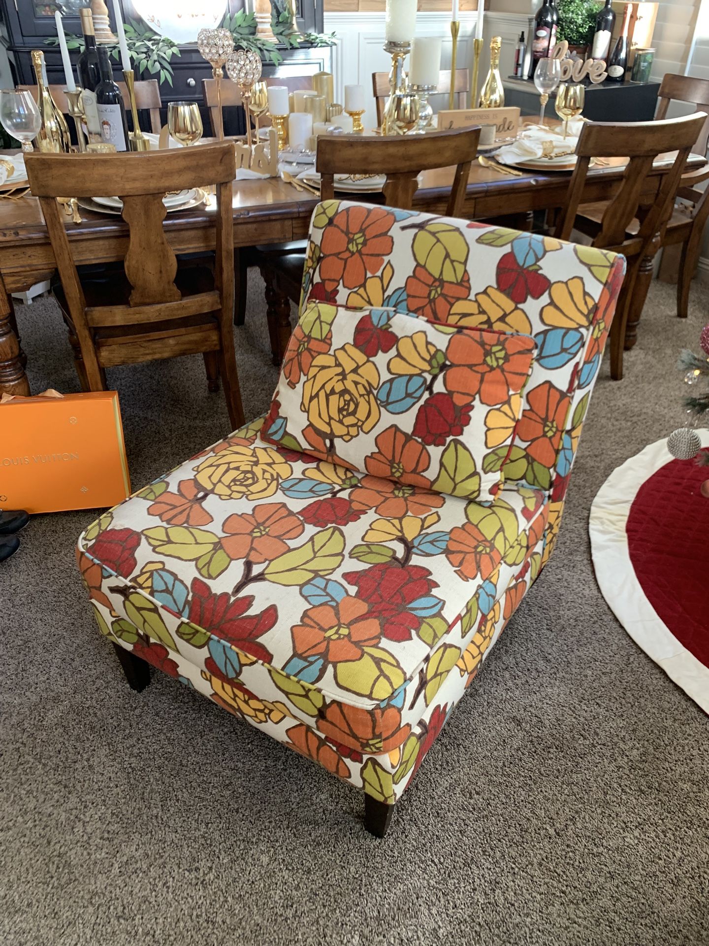 Pottery Barn Brooks Armless Chair - Floral Print - Like New