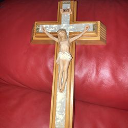 Crucifix With Holy Water Bottle And Candles