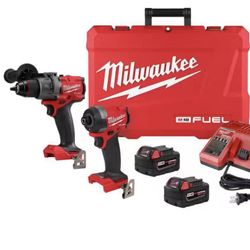 Milwaukee Brushless Cordless Hammer Drill And Driver Combo Kit - 2 Batteries 