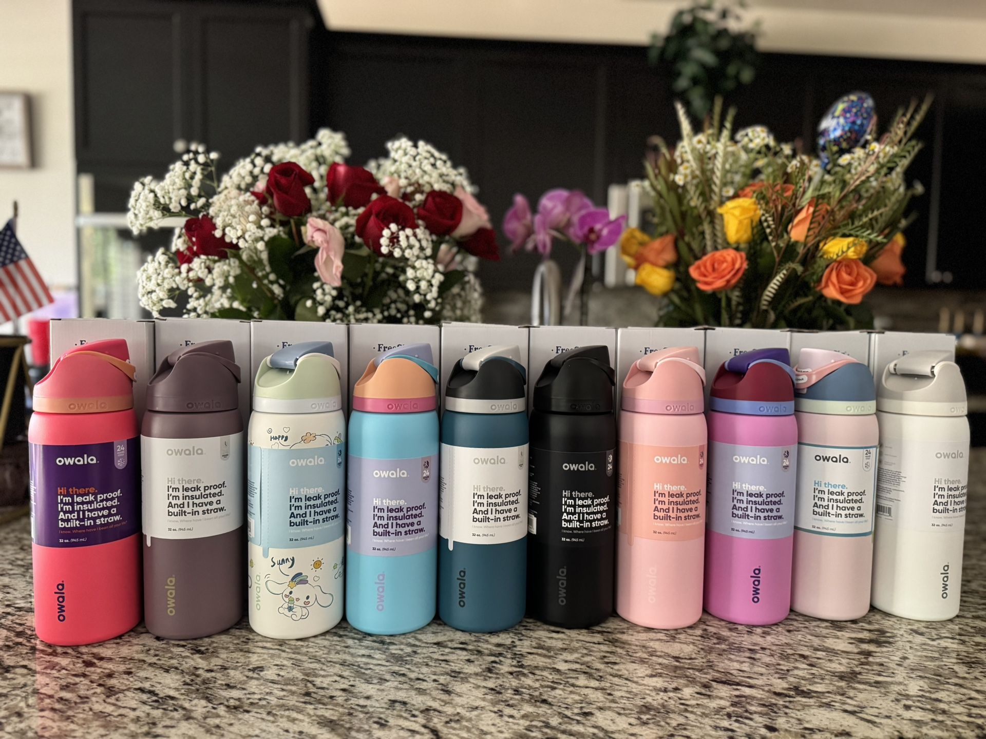 32 Oz Owala Free Sip Stainless Steal Water Bottle 