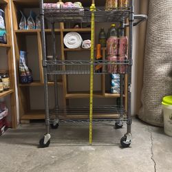 Three Tiers Wire Rolling Cart 
