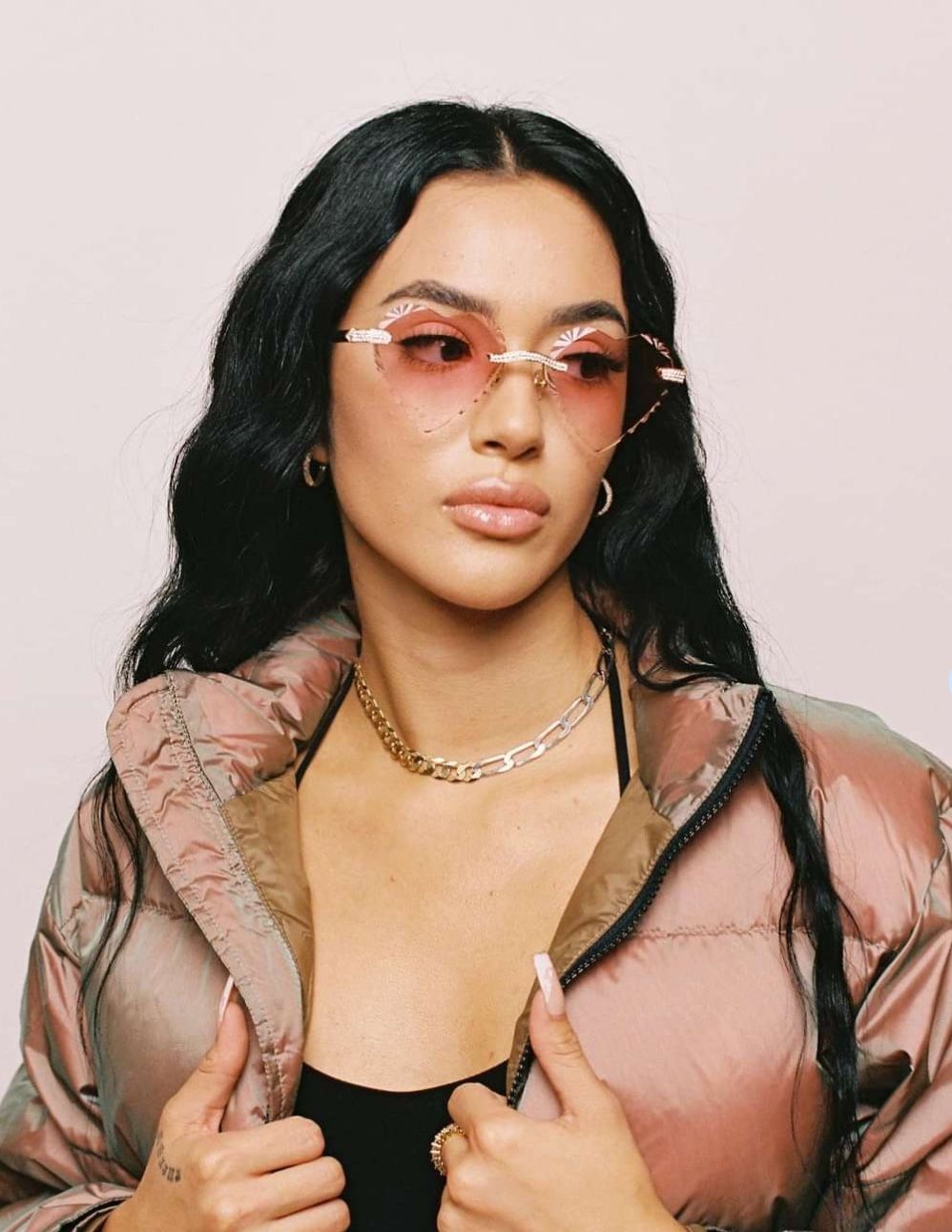 JAMES ORO PINK TINT HEART GLASSES