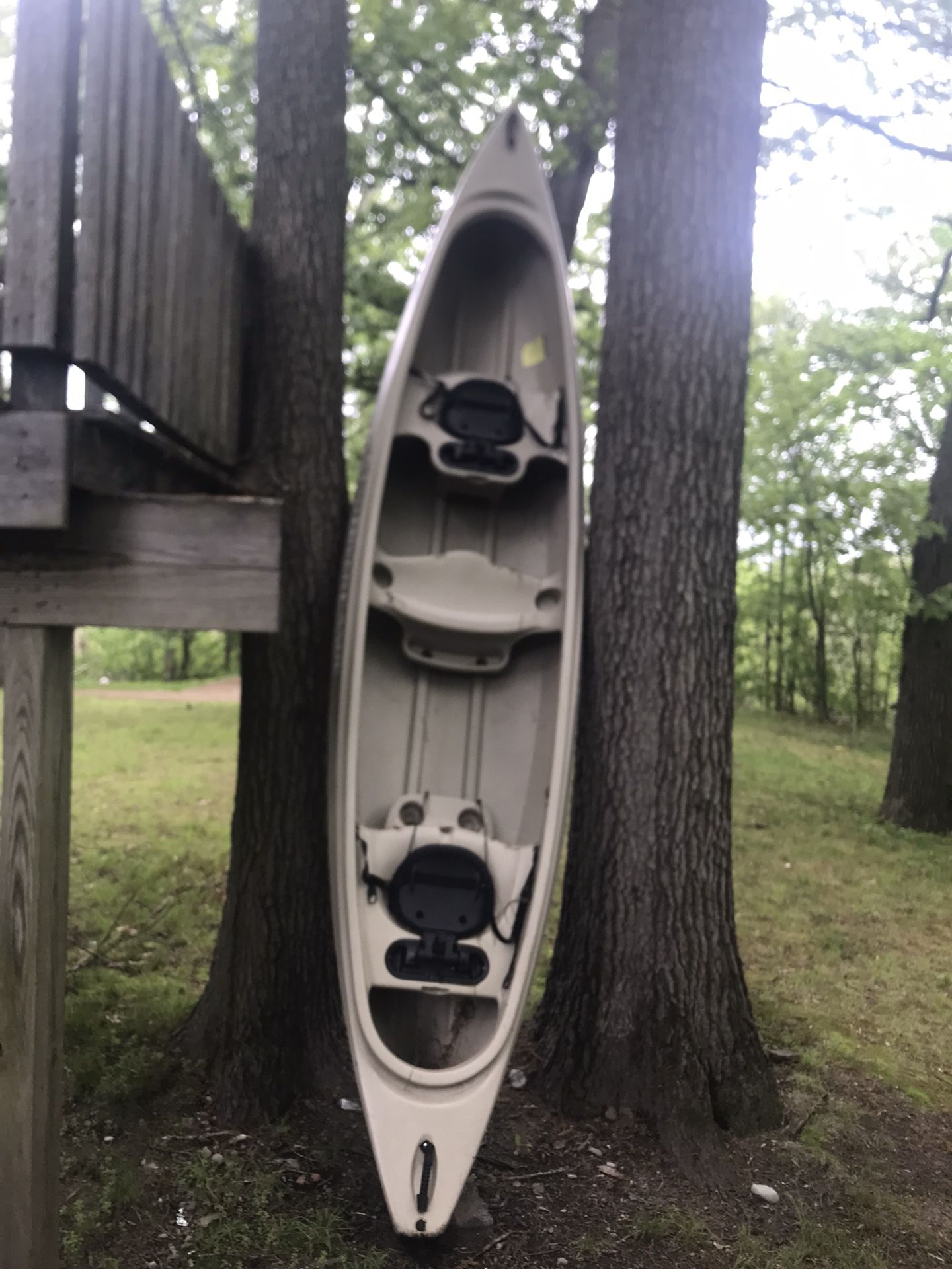 14’ Mad River Canoe Padded Back Rest In Great Condition