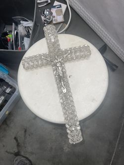 Silver Crystal Beaded Metallic Votive Jesus Christ Cristo Jesucristo Jesus