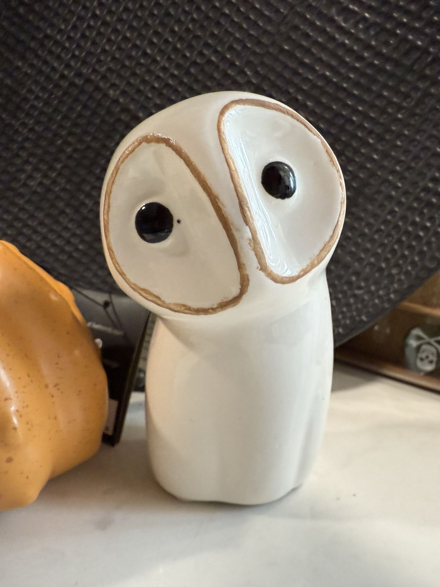 Pair of Adorable Fall Figurines Air Plant Planters - Orange Gourd & Adorable Owl Home Decor