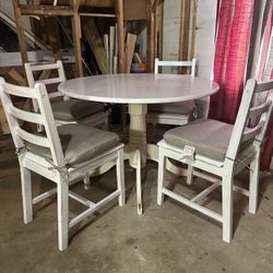 Round Wooden Table And 4 Chairs 