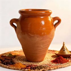 Authentic Moroccan Tangia Pot - Handmade Terracotta Clay Cooking Vessel (Size & Capacity: Small (16×12cm) - 2-3 servings)