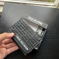 True Religion Vinny Trifold Leather Chain Wallet