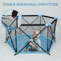 New Portable Playpen Kids Play Yard Activity Center with Carry Case Mesh Side, Washable Oxford Cloth