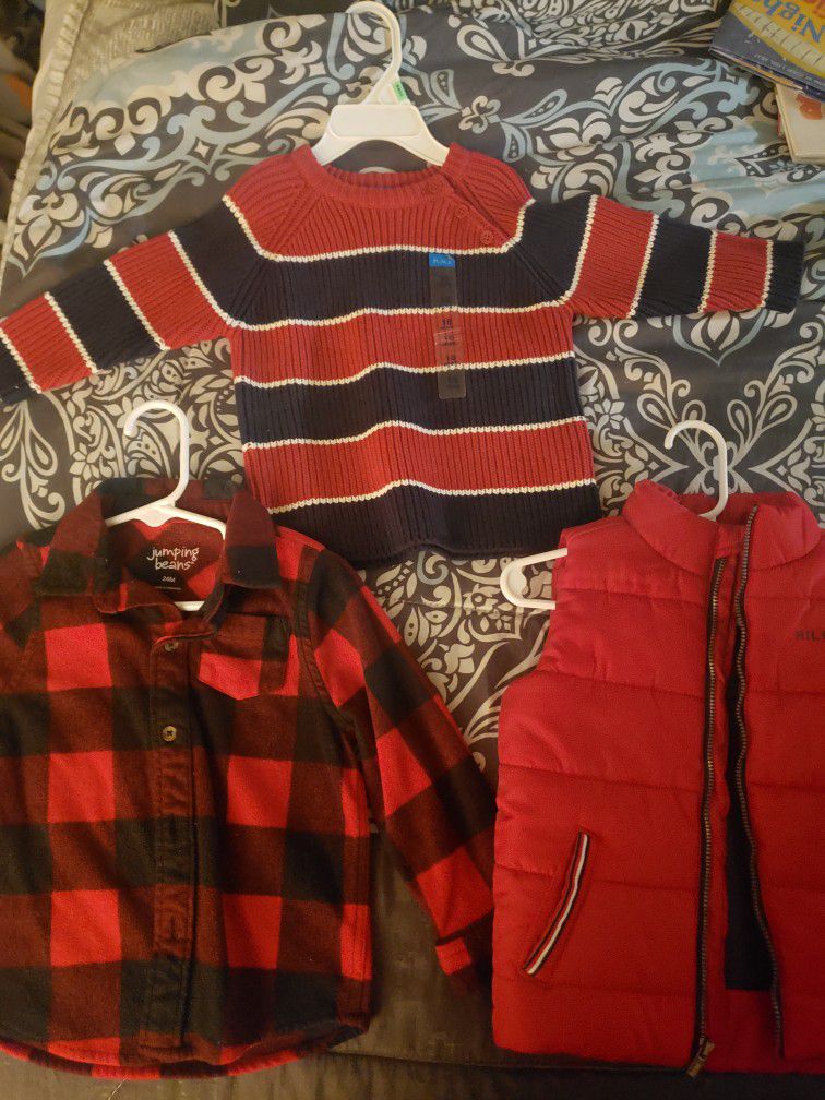 5 Pieces- Boys Sweater, Vest, Flannel, Levi's Pants