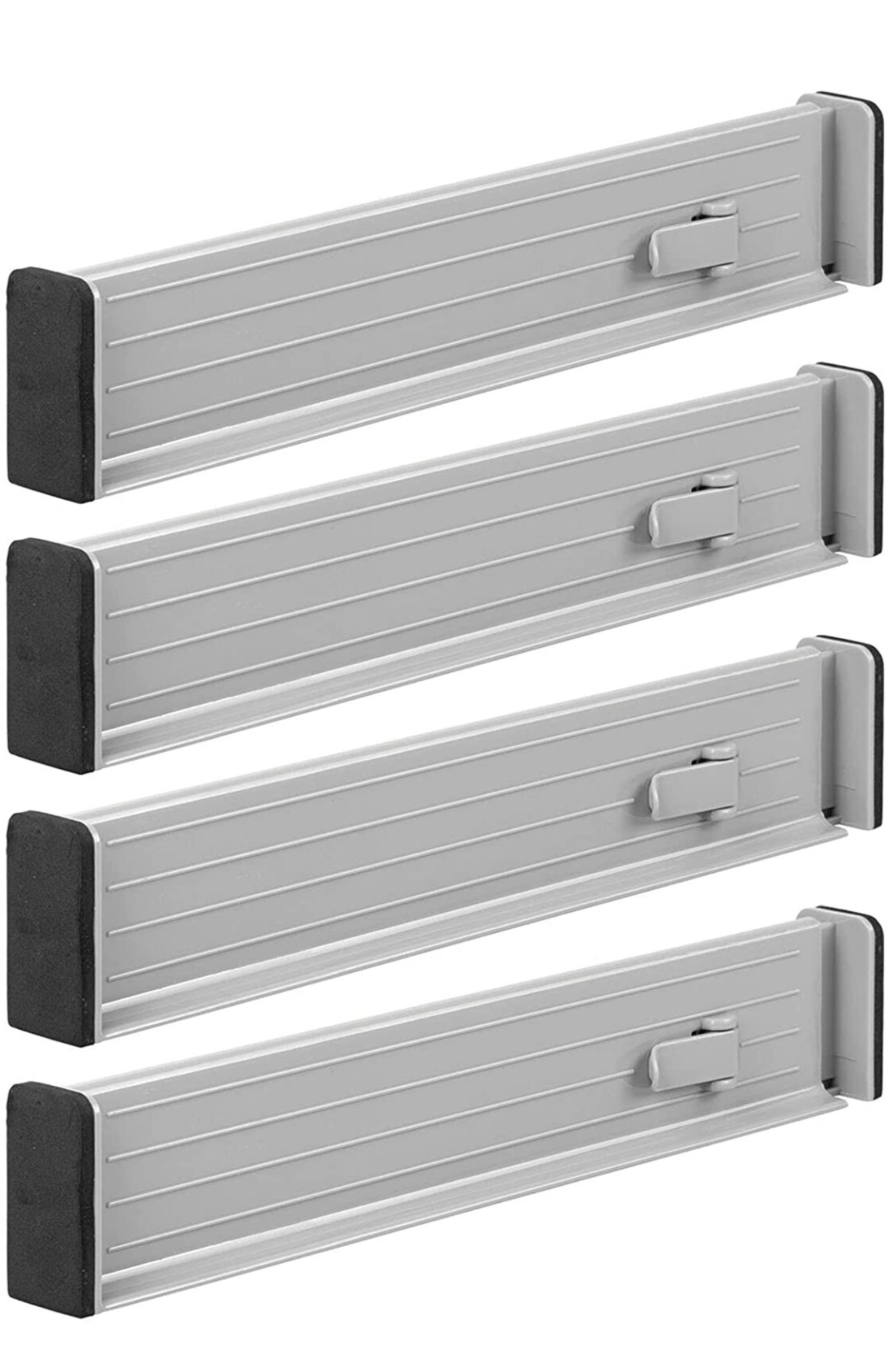 mDesign Adjustable, Expandable Drawer Organizer/Divider - Foam Ends, Strong Secure Hold, Locks in Place - for Bedroom, Bathroom, Closet, Office, Kitch
