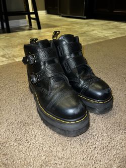 Dr Martens Devon Flower Leather Boots Size 11