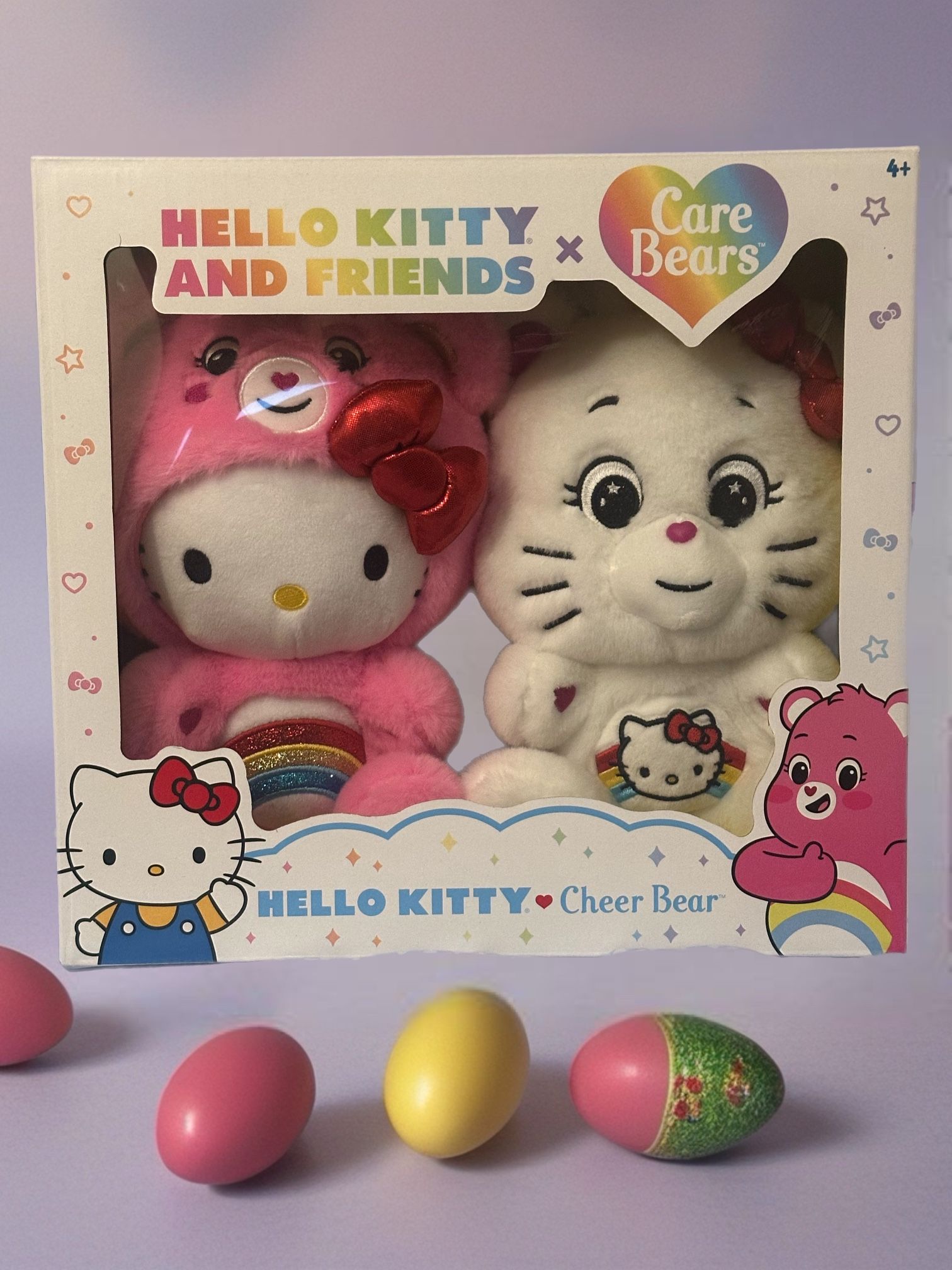 Care Bears Hello Kitty Loves Cheer Bear 10" Collectible Plush 2-Pack - Soft, Huggable Material!