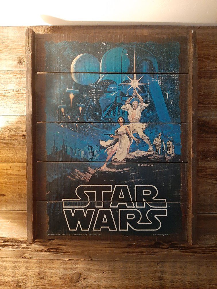 Vintage 1977  Hildebrandt STAR WARS  poster. Mounted On Wood