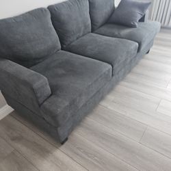 Gray 3-Seater Sofa / Couch with Throw Pillow