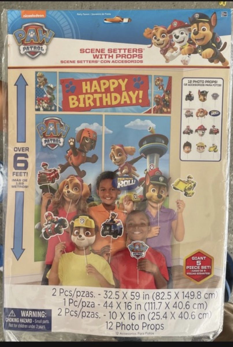 Paw Patrol Birthday Back Drop With Booth Props