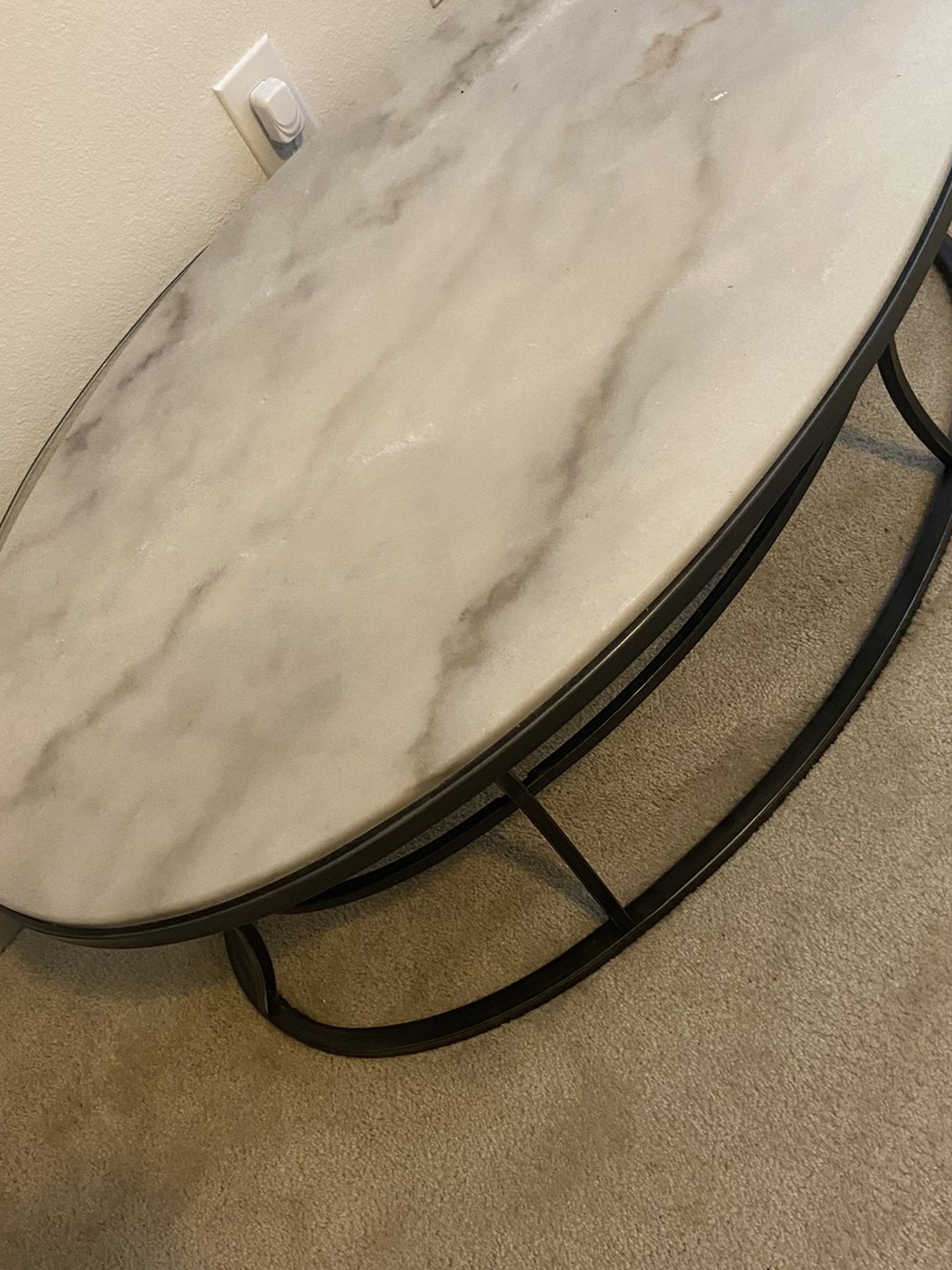 Marble Oval Coffee Table W/ 3 Matching End Tables