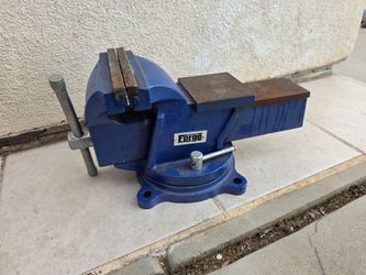 Central Forge Blue Cast Iron Bench Vise 5 in. Swivel Vise with Anvil
