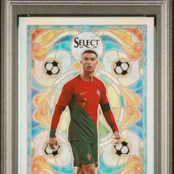 2023 Select FIFA Cristiano Ronaldo Stained Glass #2 Portugal PSA 9 Prizm Case Hit! SSP!