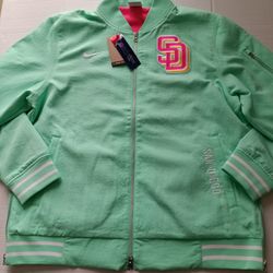 Size XL San Diego Padres Nike Men's Neon Green Authentic Collection City Connect Full-Zip Bomber Jacket