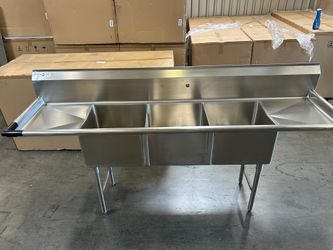 G18 stainless 3 compartment sink NSF Commercial Sink NORDSTEEL Stainless Steel NSF G16 Heavy Duty New