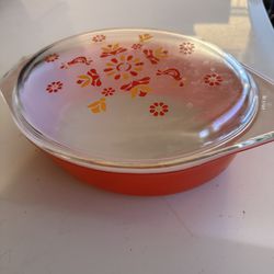 Antique Old Red Oval. Pyrex