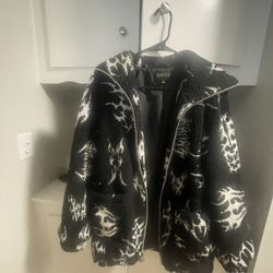 Black And White Tribal Sherpa Jacket 