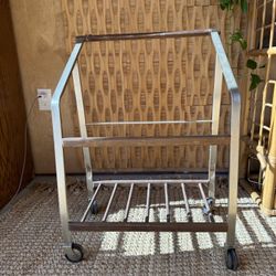 Vintage TV Cart MCM Rolling Stand Kitchen Utility Cart Metal Wood Lightweight Wheels Storage Trolley