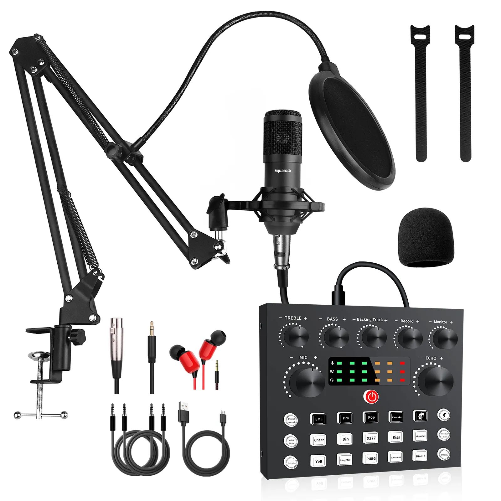 Podcast Equipment Bundle,Audio Interface with All-In-One DJ Mixer and Studio Broadcast Microphone, Perfect for Recording,Live Streaming,Gaming,Compati