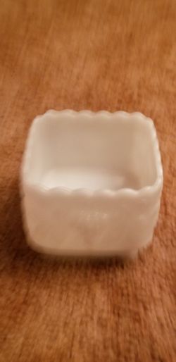 Milk glass square candle holder