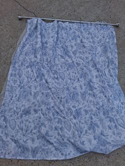 Blue Floral Shower Curtain with Rod