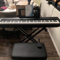 Yamaha P-45 88-Key Weighted Digital Piano + Stand + Seat – Excellent Condition!