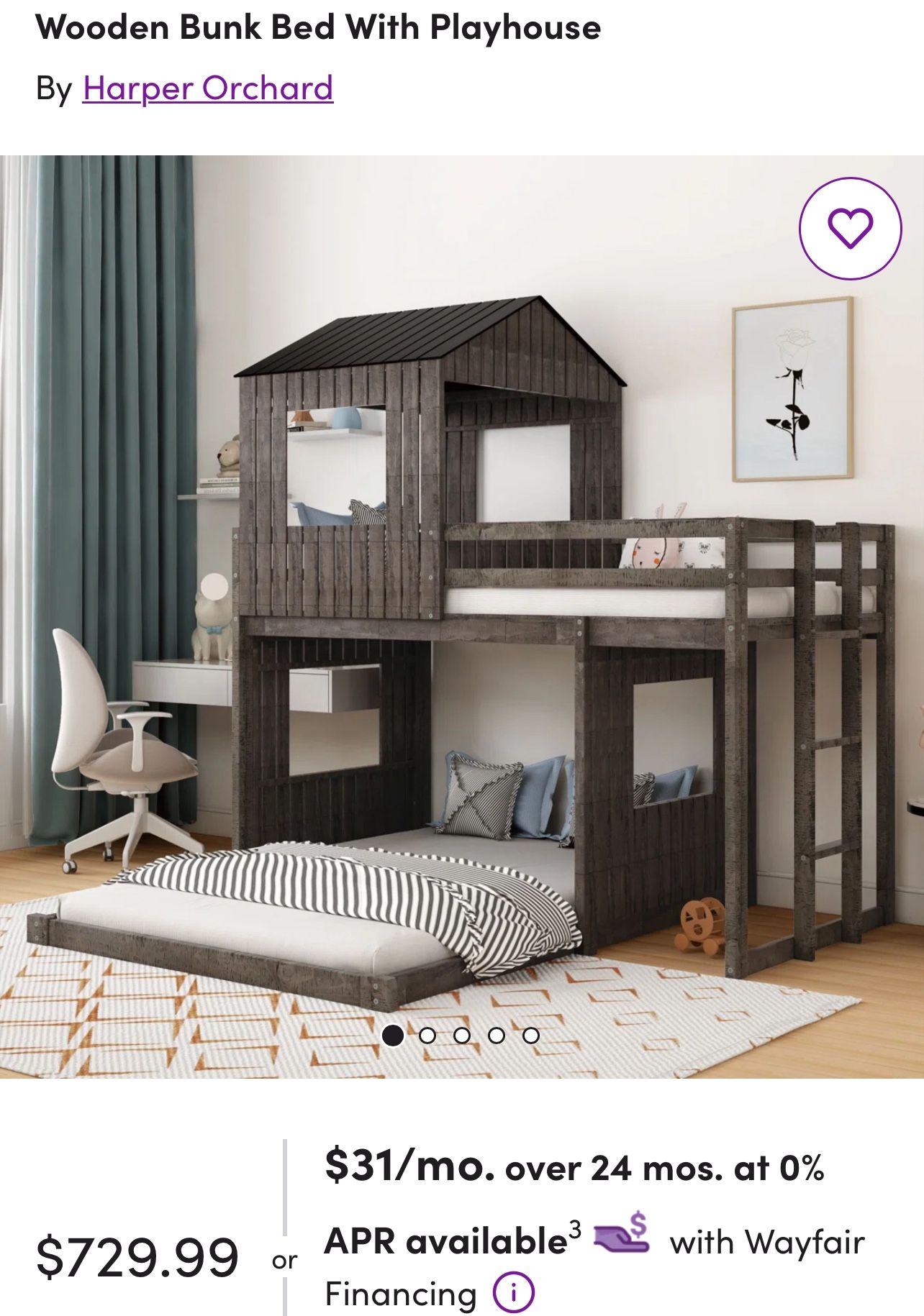 Twin over Full Bunk Bed Fort Style- Great Condition