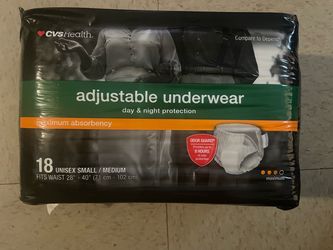 3 packs of CVS Health Adjustable Underwear S/M 18 Count