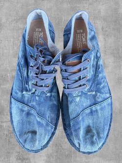TOMS Men's 12 Blue Denim Lace Up Sneakers Shoes Low Top Coastal Casual 