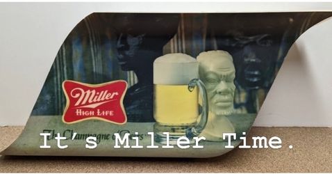 Very Rare Black Americana Vintage 1970s Working Miller Bar Sign: