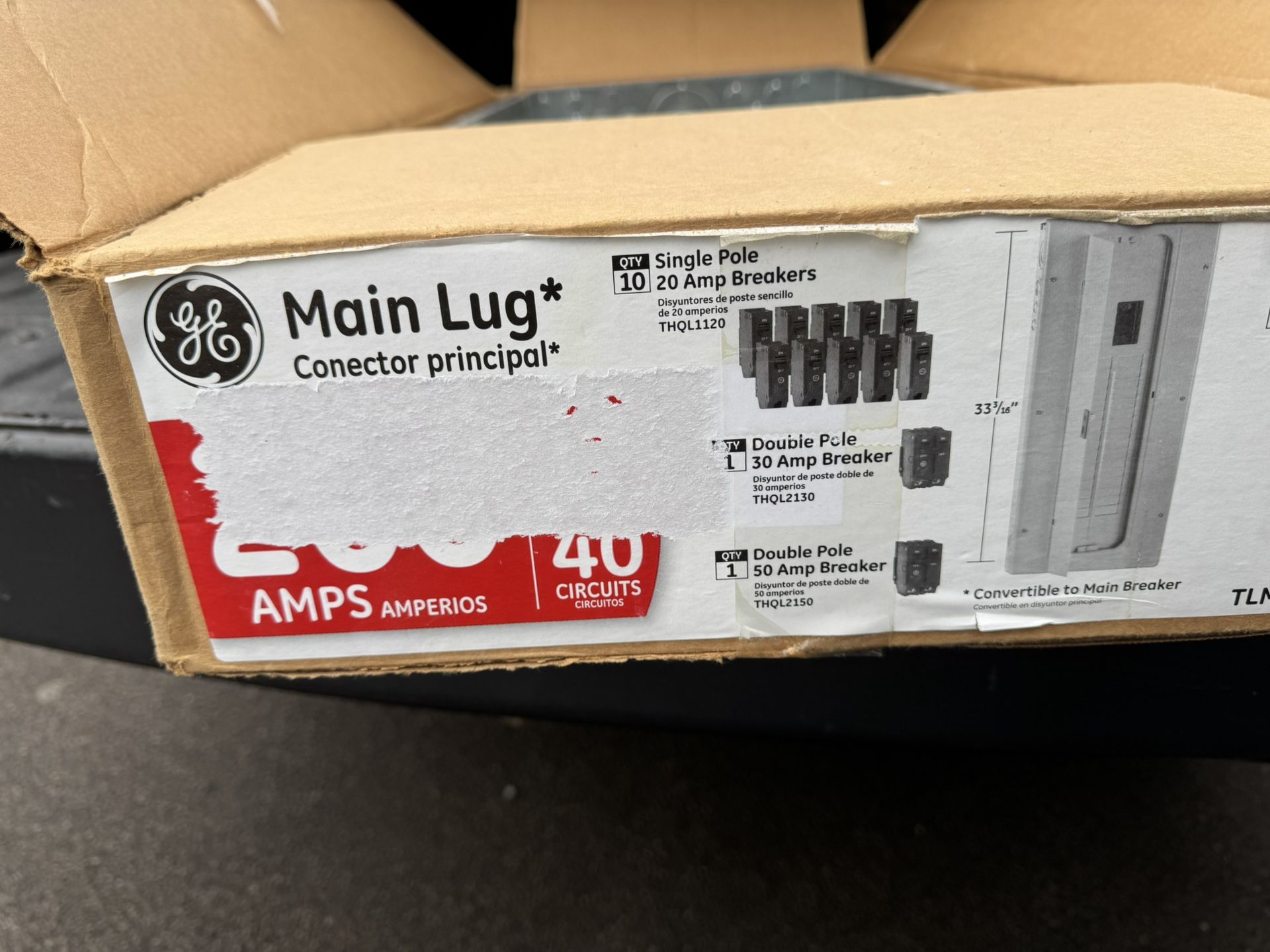 GE TLM3220CCU1K Loadcenters and Panelboards 1P 200A 240V 50/60Hz 1Ph 3Wire 40Cir 32Sp NEMA 1 Surface/Flush Mounting