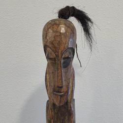 Old African Thinking Man 41"tall Hand Carved Wood Statue Figure